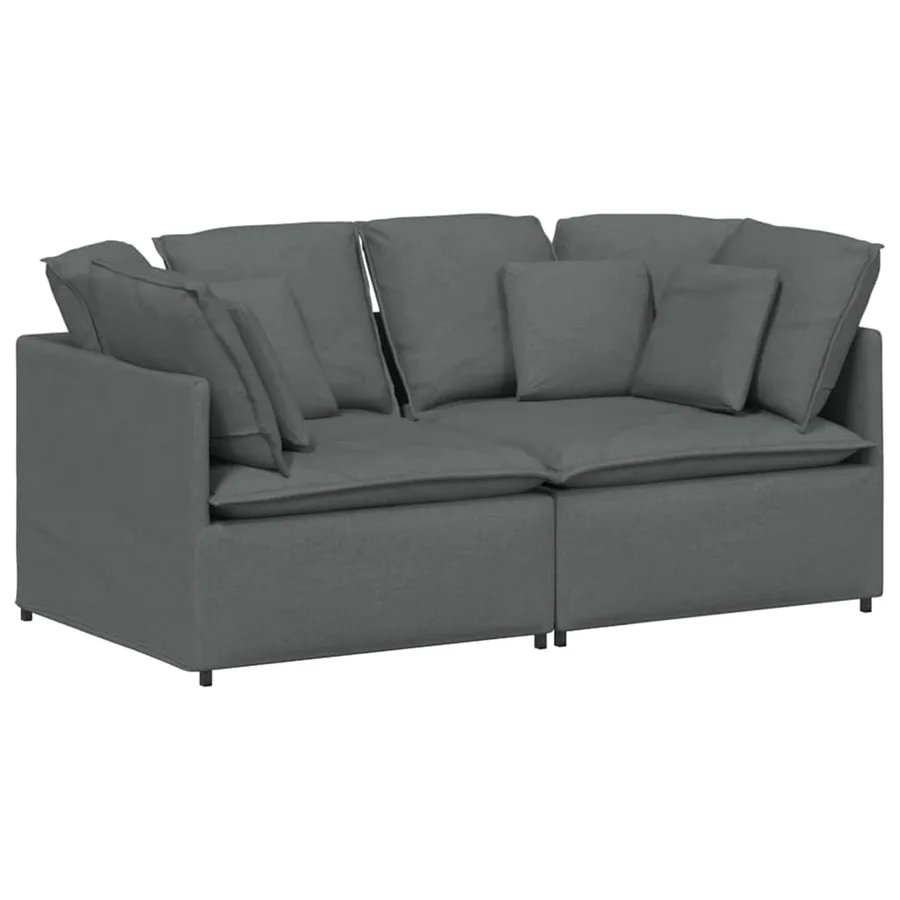 Canapé modulaire avec coussins en tissu gris foncé - 2