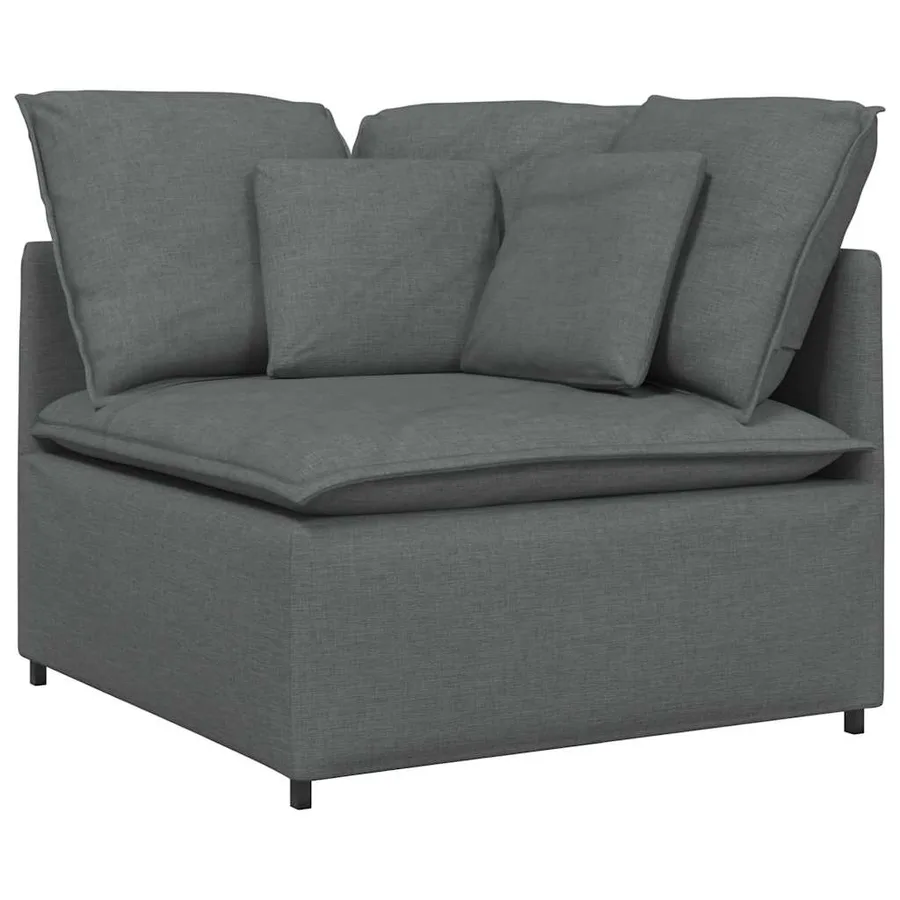 Canapé modulaire avec coussins en tissu gris foncé - 3