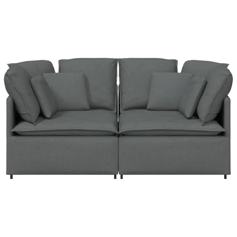 Canapé modulaire avec coussins en tissu gris foncé - 4