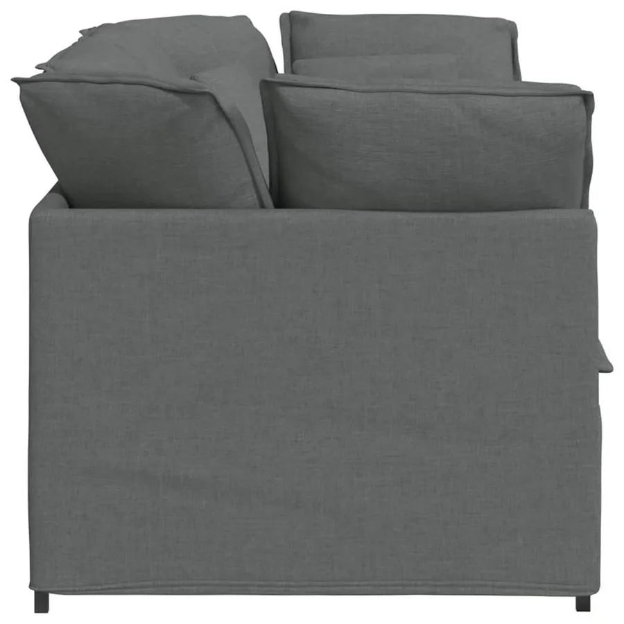 Canapé modulaire avec coussins en tissu gris foncé - 5