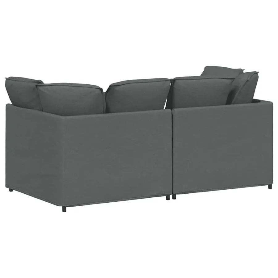 Canapé modulaire avec coussins en tissu gris foncé - 6