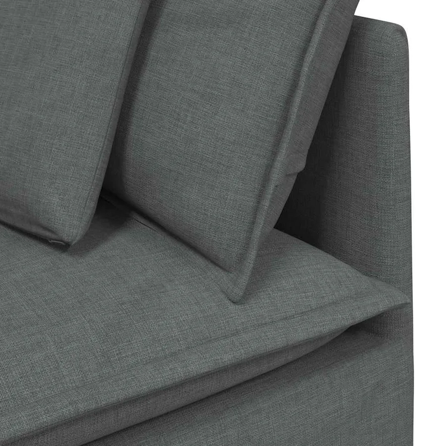Canapé modulaire avec coussins en tissu gris foncé - 7