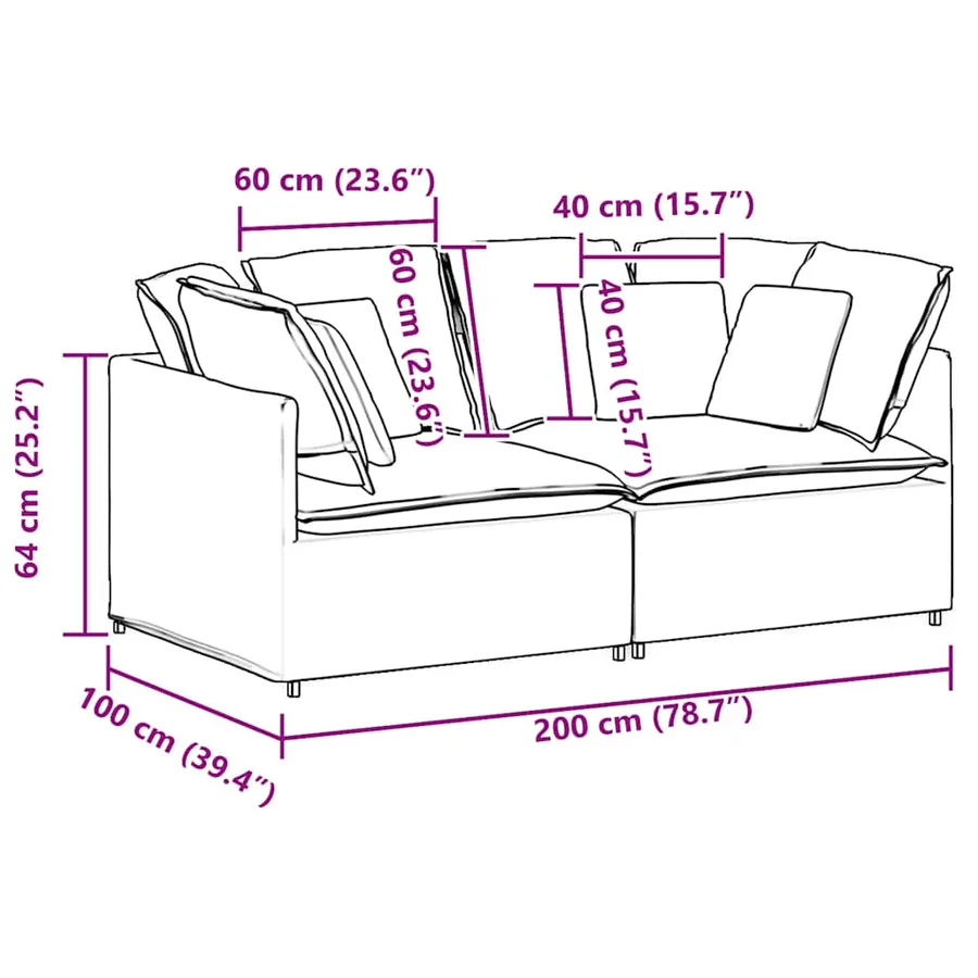 Canapé modulaire avec coussins en tissu gris foncé - 9
