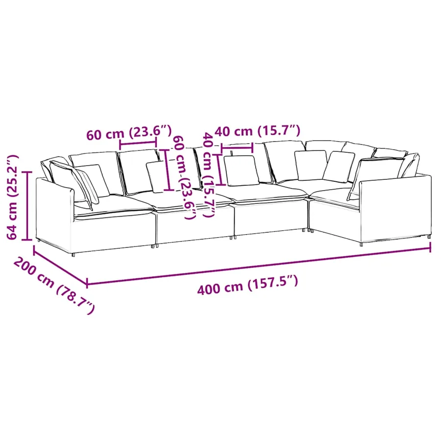 Canapé modulable avec coussins velours bleu - 11