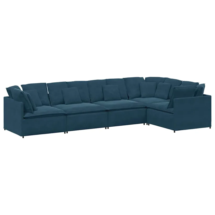 Canapé modulable avec coussins velours bleu - 2
