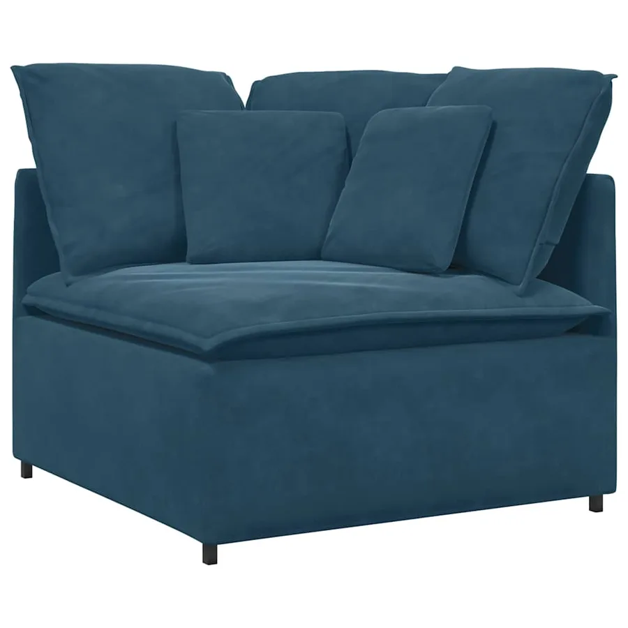 Canapé modulable avec coussins velours bleu - 3