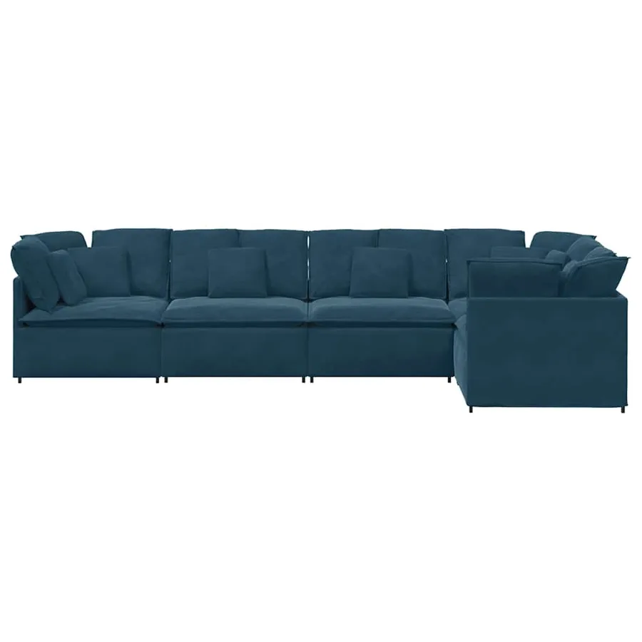 Canapé modulable avec coussins velours bleu - 5