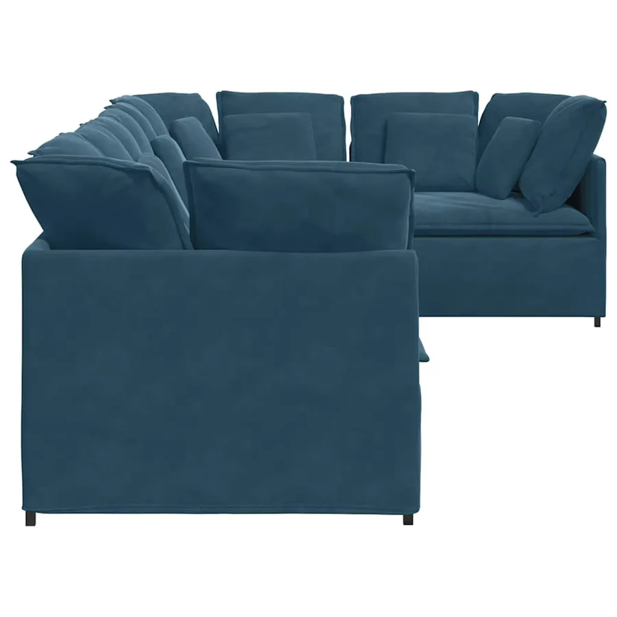 Canapé modulable avec coussins velours bleu - 6