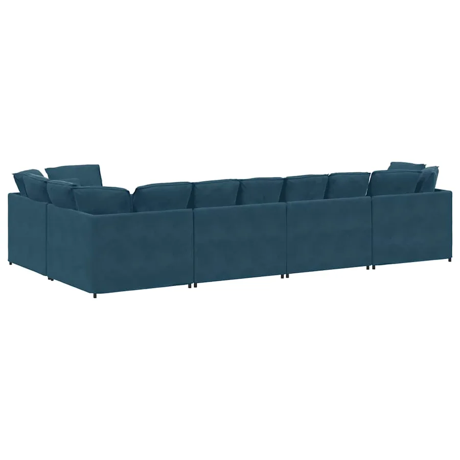 Canapé modulable avec coussins velours bleu - 7