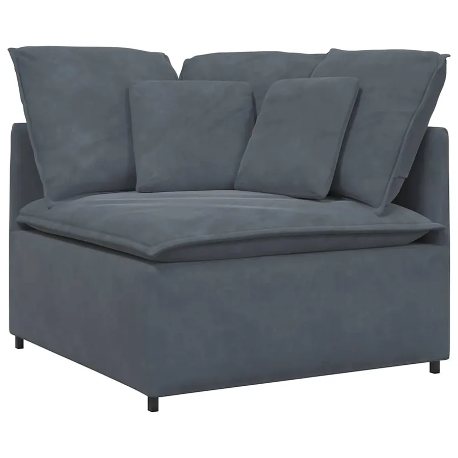 Canapé modulaire avec coussins en velours gris foncé - 3