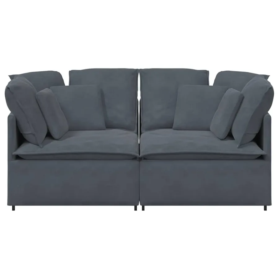 Canapé modulaire avec coussins en velours gris foncé - 4