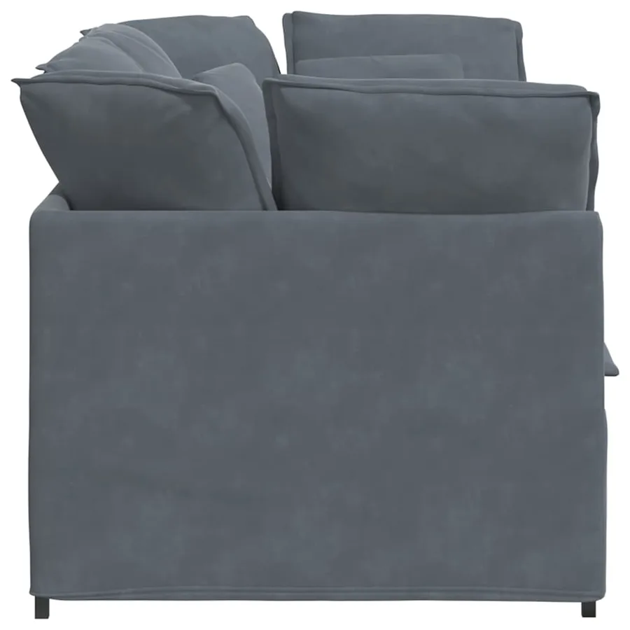 Canapé modulaire avec coussins en velours gris foncé - 5
