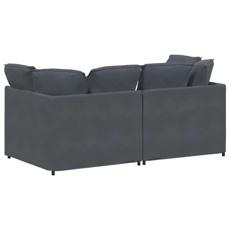 Canapé modulaire avec coussins en velours gris foncé - 6