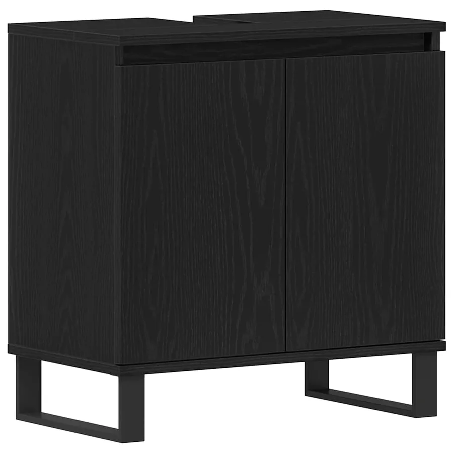 Meuble de Lavabo de Salle de Bain Chêne noir 58 x 33 x 60 cm - 2