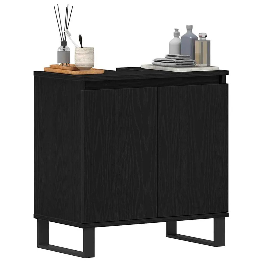 Meuble de Lavabo de Salle de Bain Chêne noir 58 x 33 x 60 cm - 3