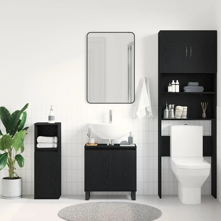 Meuble de Lavabo de Salle de Bain Chêne noir 58 x 33 x 60 cm - 4