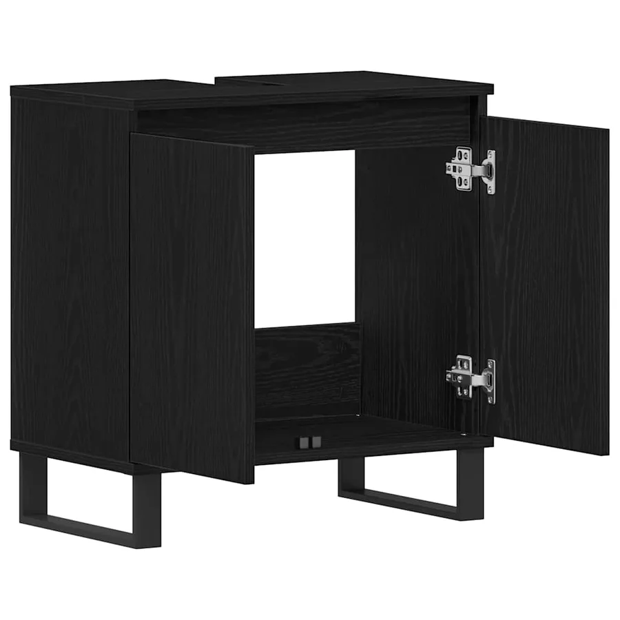 Meuble de Lavabo de Salle de Bain Chêne noir 58 x 33 x 60 cm - 5