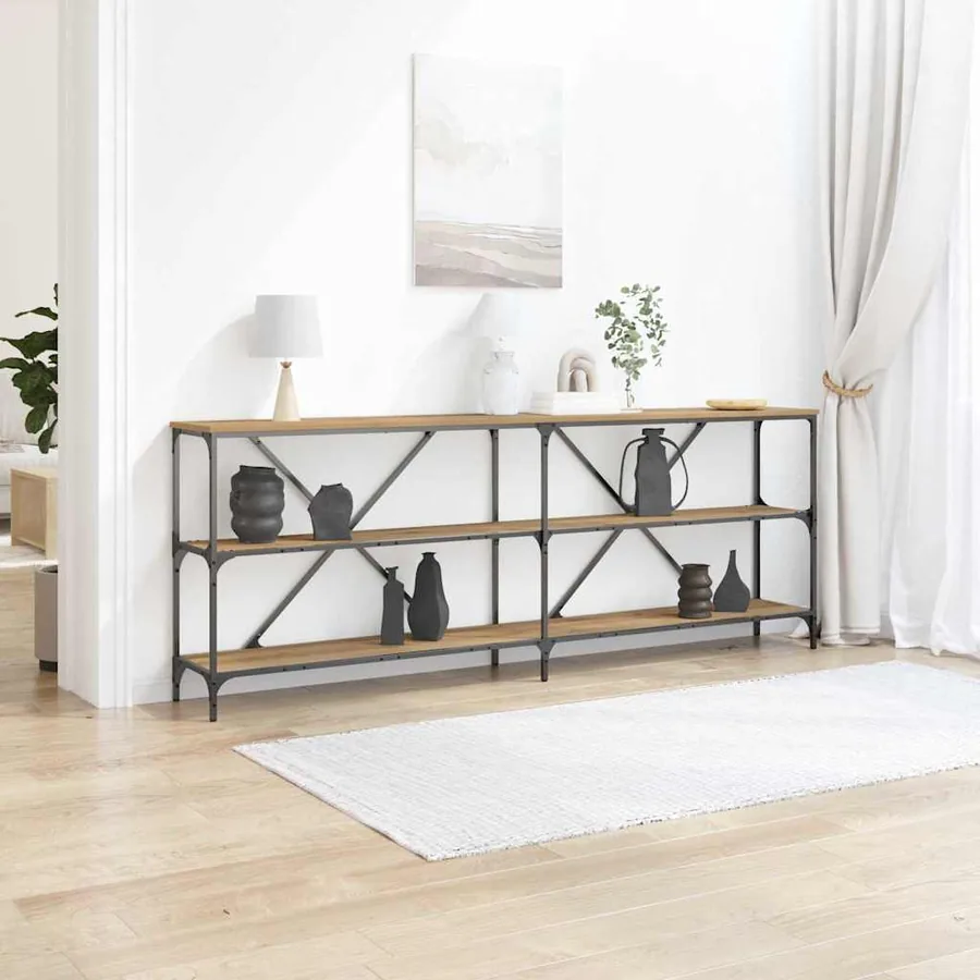 Table console Chêne artisan 200 x 30 x 75 cm Bois d'ingénierie