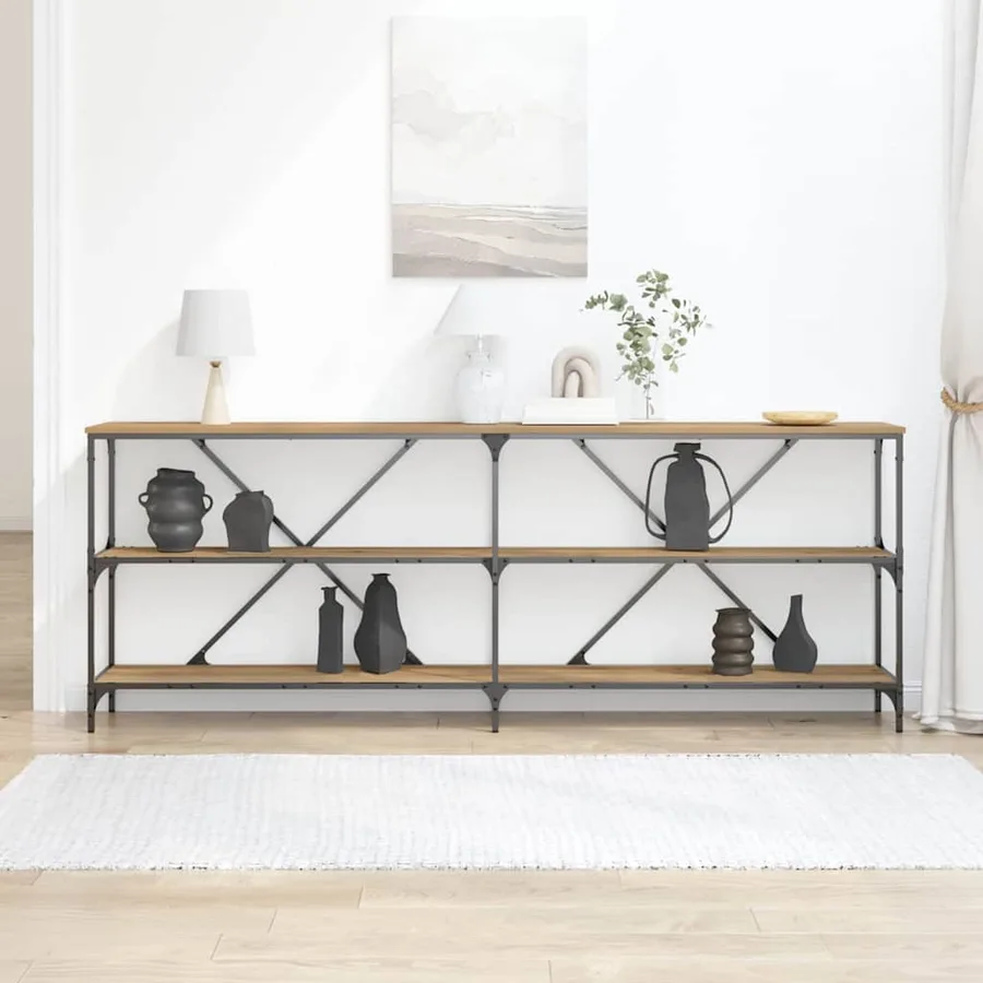 Table console Chêne artisan 200 x 30 x 75 cm Bois d'ingénierie - 4