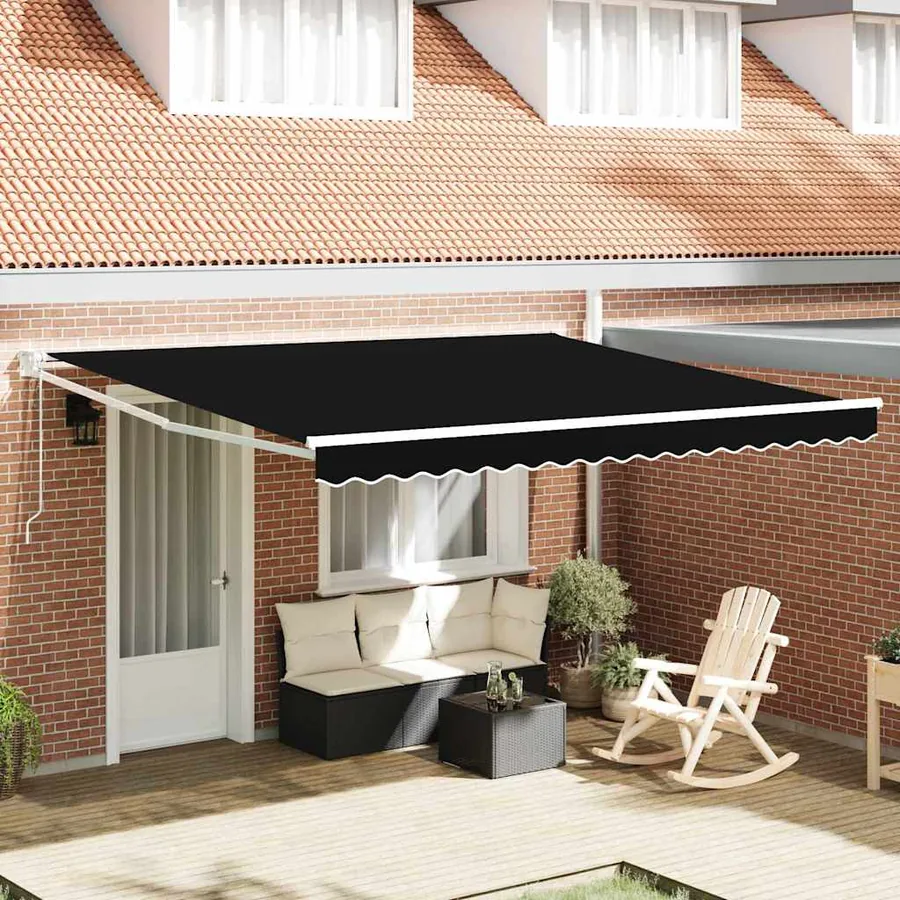 Auvent rétractable Noir 400 × 300 cm Polyester et métal