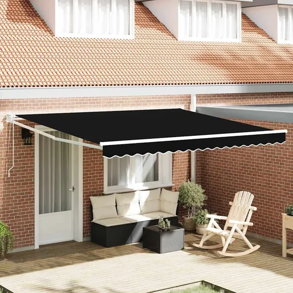 Auvent rétractable Noir 400 × 300 cm Polyester et métal