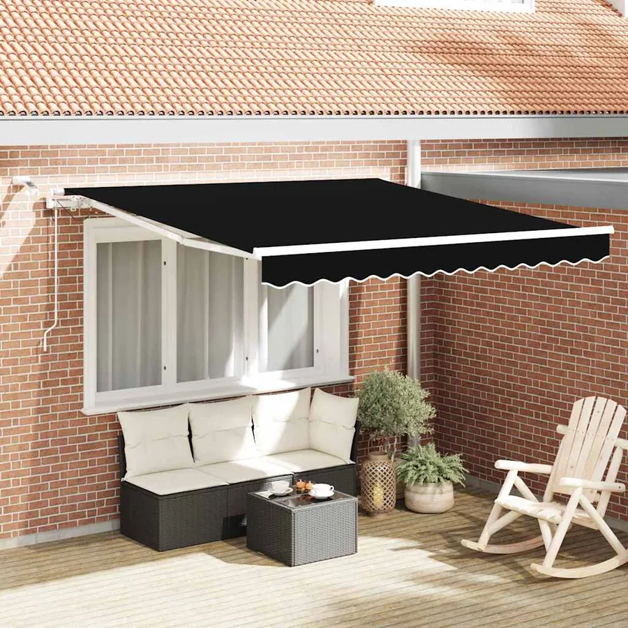 Auvent rétractable Noir 300 x 250 cm Polyester