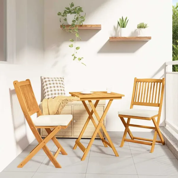 Ensemble bistro de jardin 3 pcs Marron Bois d'Acacia Massif