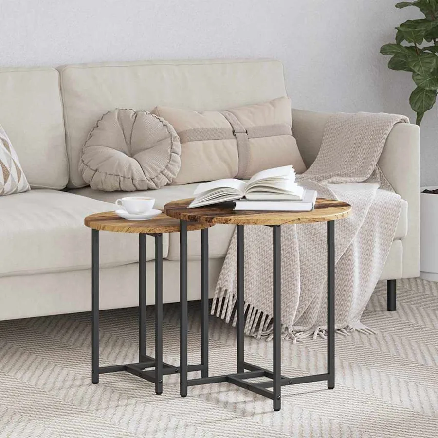Ensemble de tables d'appoint 2 pcs Bois ancien et noir