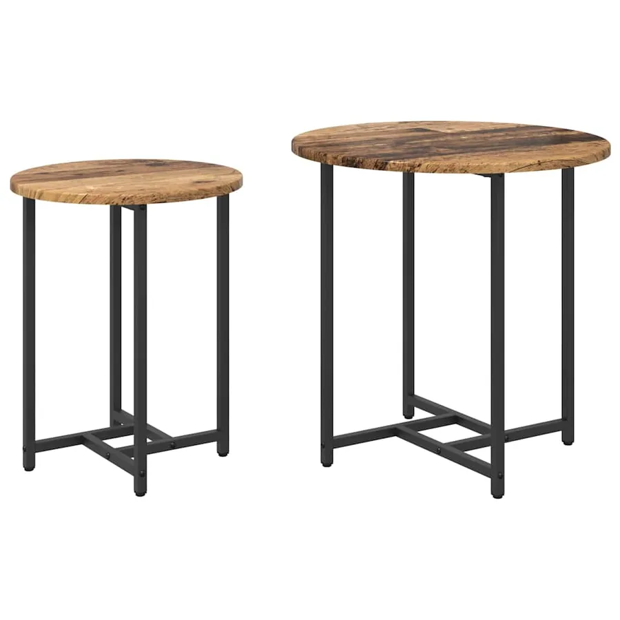 Ensemble de tables d'appoint 2 pcs Bois ancien et noir - 2