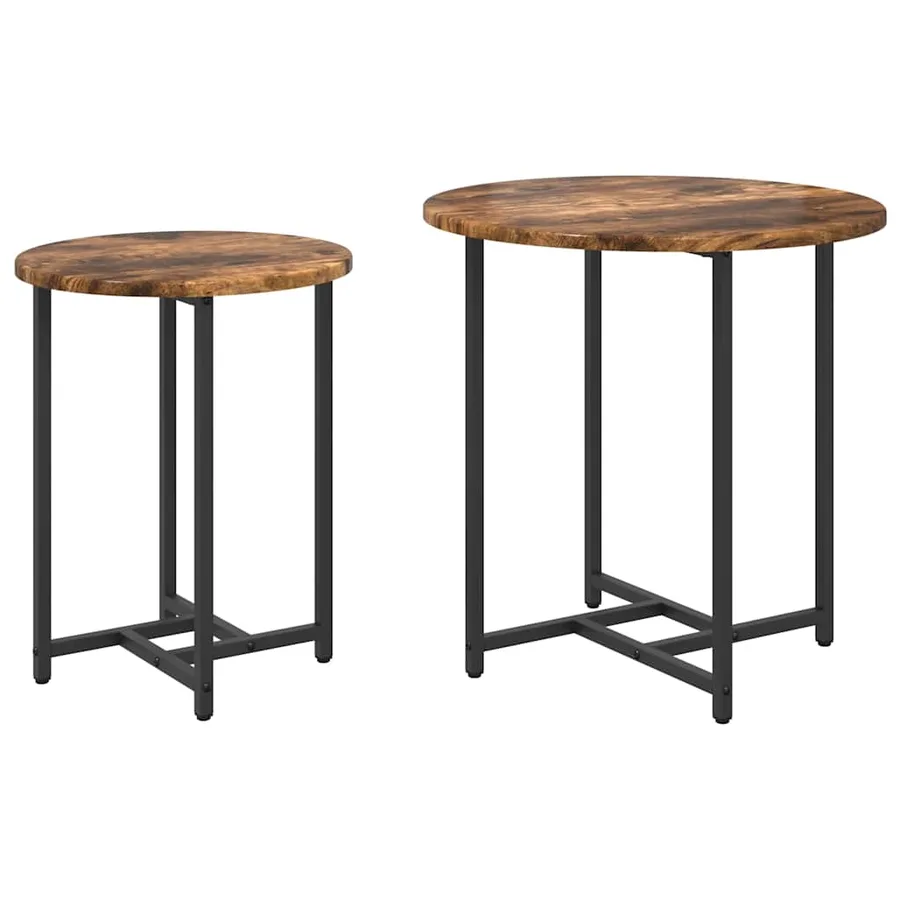 Ensemble de tables d'appoint 2 pcs Chêne fumé et noir - 2