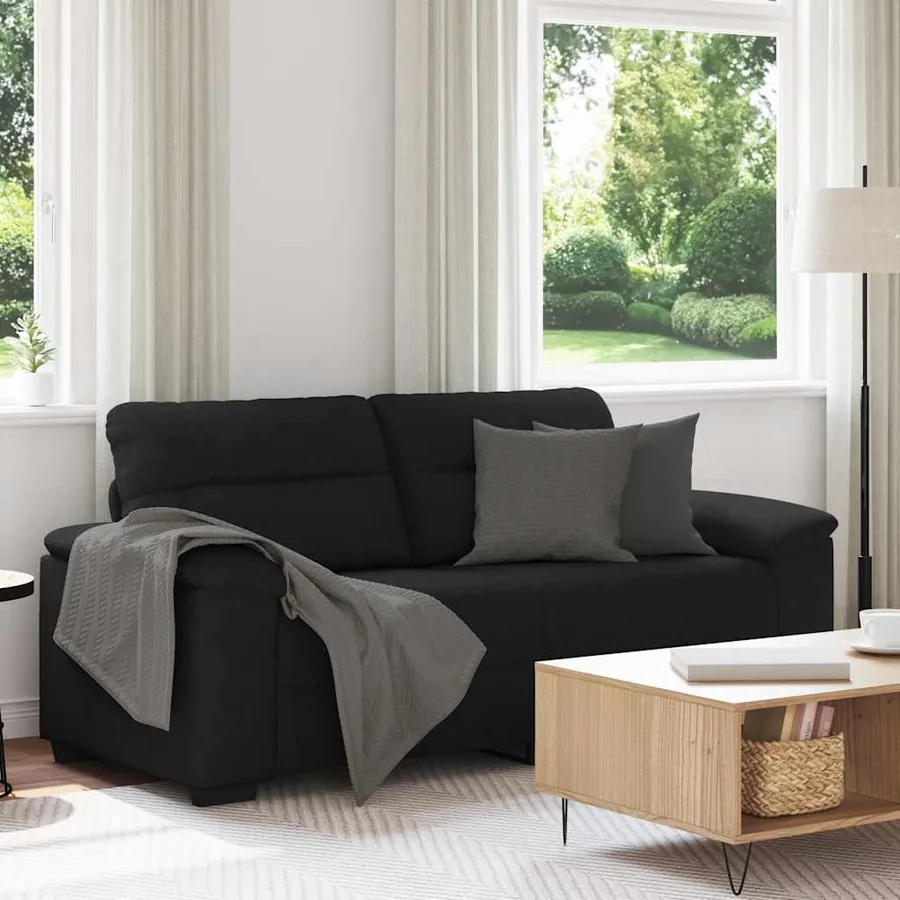 Canapé à 2 places noir 180x81x84 cm tissu