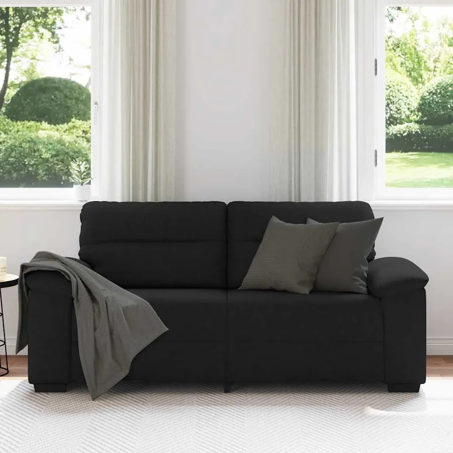 Canapé à 2 places noir 180x81x84 cm tissu - 3