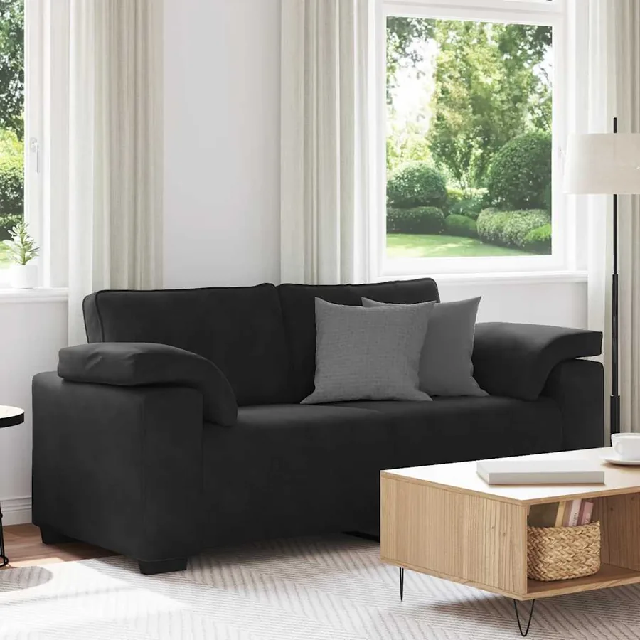 Canapé causeuse noir 180x77x82 cm velours