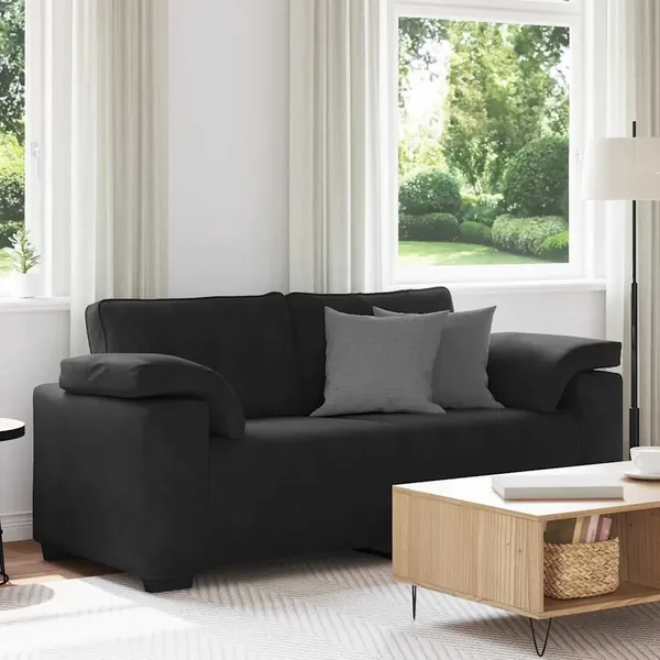 Canapé causeuse noir 180x77x82 cm velours