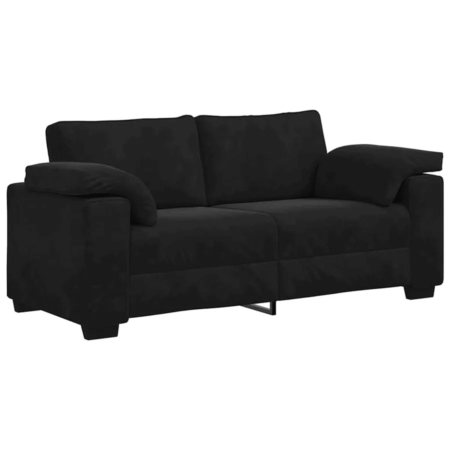 Canapé causeuse noir 180x77x82 cm velours - 2