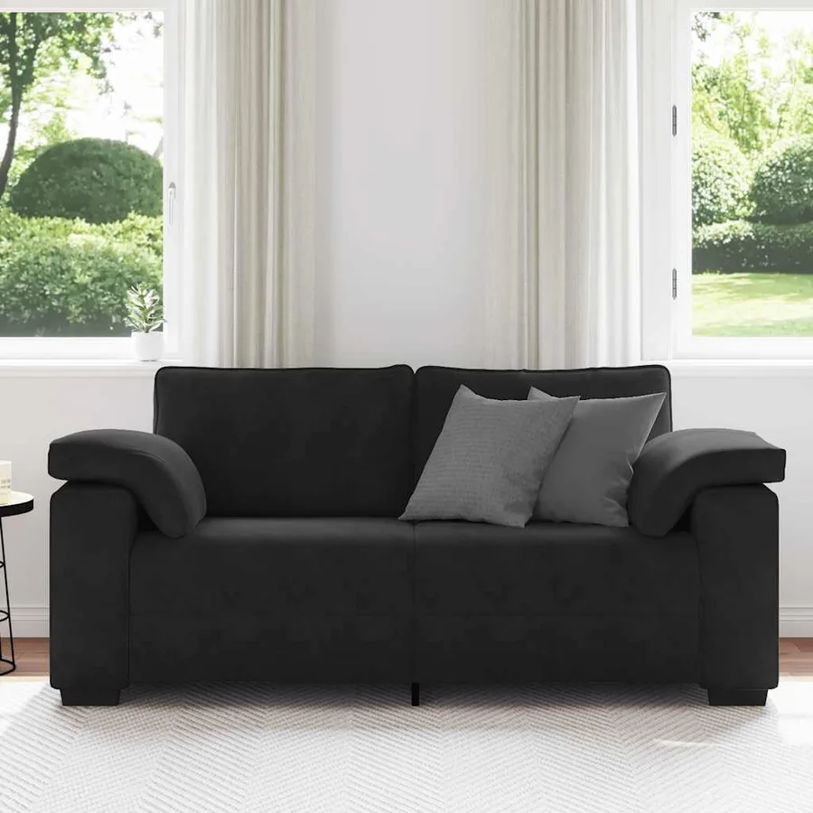 Canapé causeuse noir 180x77x82 cm velours - 3