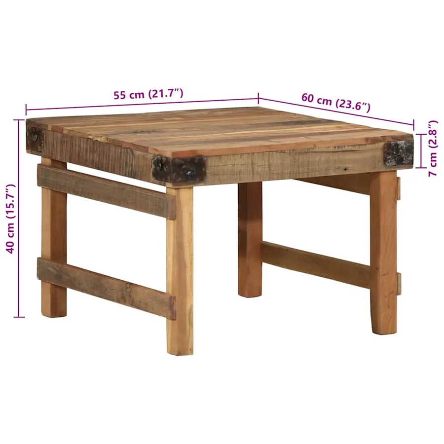Table basse Marron 60 x 55 x 40 cm Bois Recyclé Solide - 11