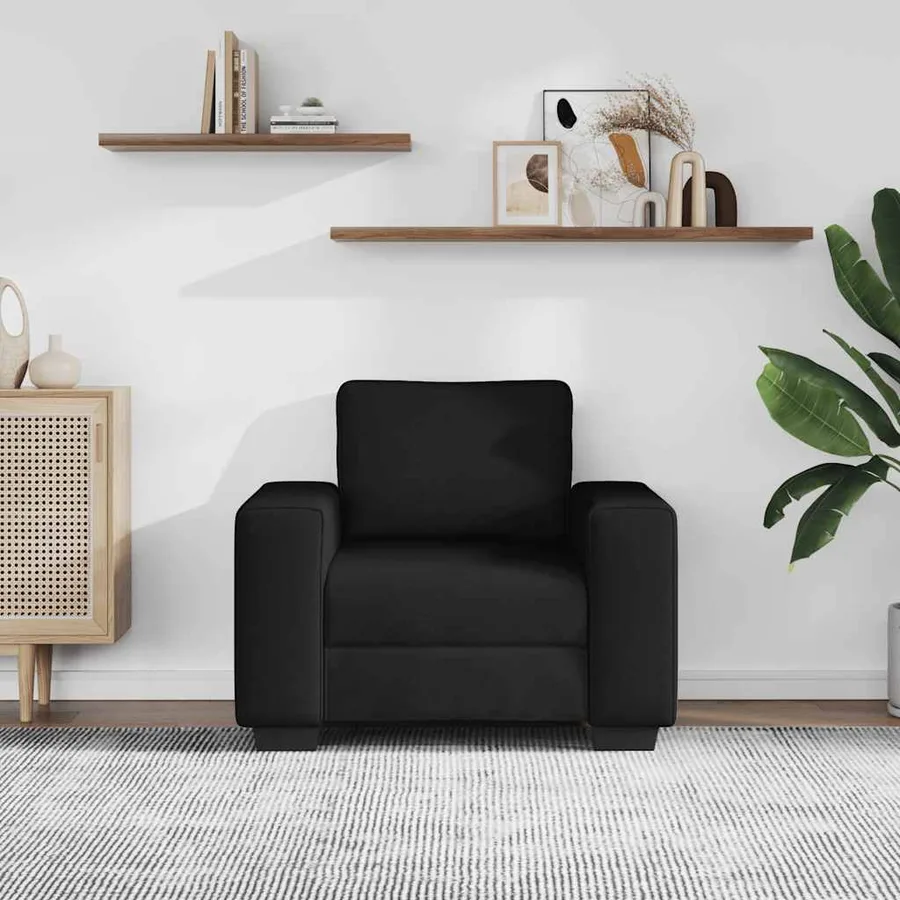Fauteuil noir 100x77x82 cm tissu - 3