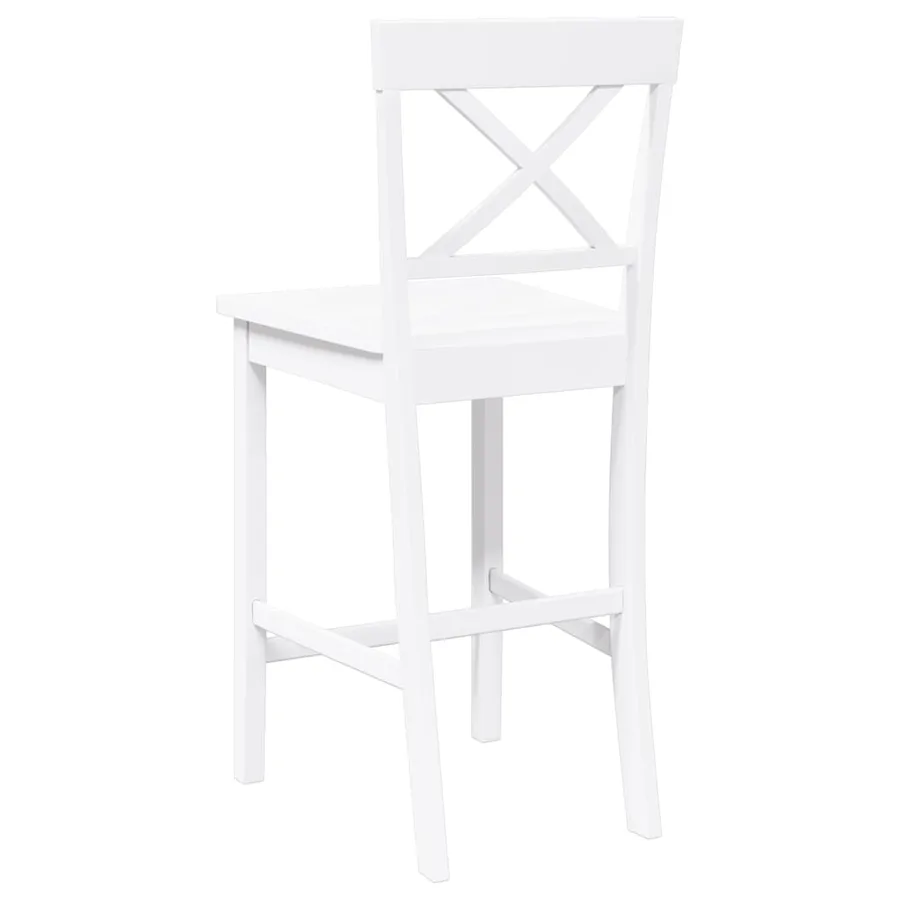 Tabourets de bar (lot de 2) en bois massif blanc et caoutchouc - 7