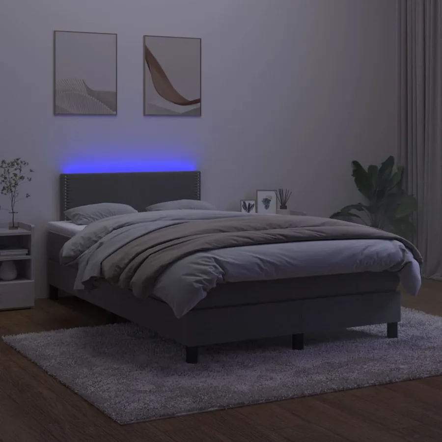 Sommier à lattes de lit avec matelas LED Gris foncé 120x200 cm - 3