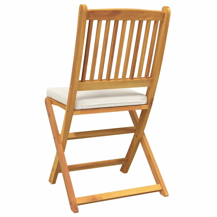 Chaise pliante avec coussin 2 pcs Marron Bois d'acacia massif - 7