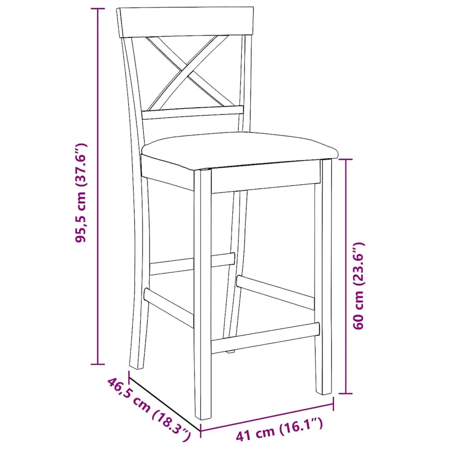 Tabourets de bar avec coussins (lot de 2) en bois massif blanc et caoutchouc - 11