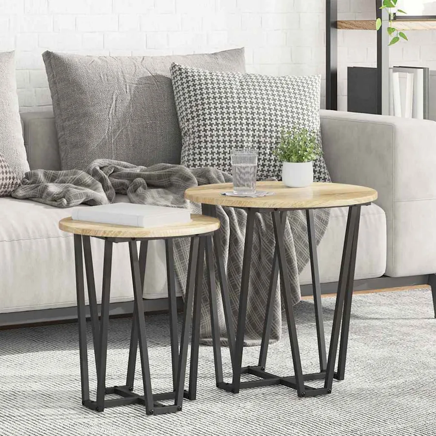 Ensemble de tables d'appoint 2 pcs Chêne Sonoma et noir