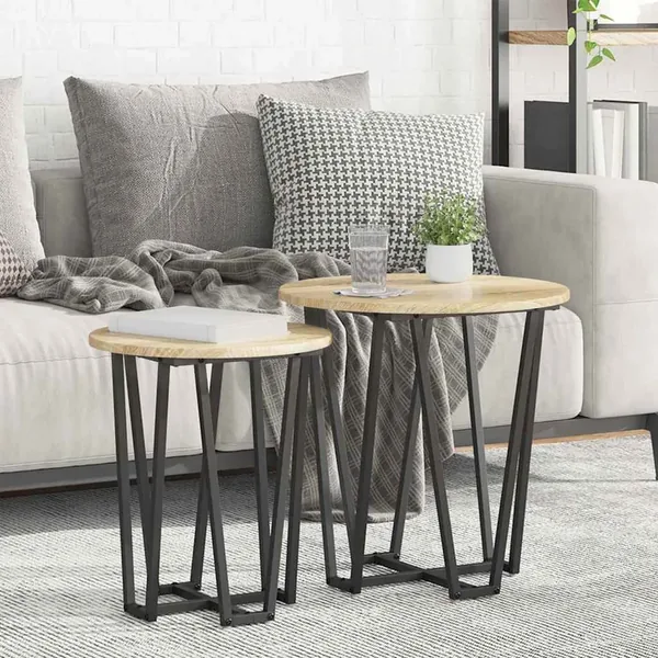 Ensemble de tables d'appoint 2 pcs Chêne Sonoma et noir