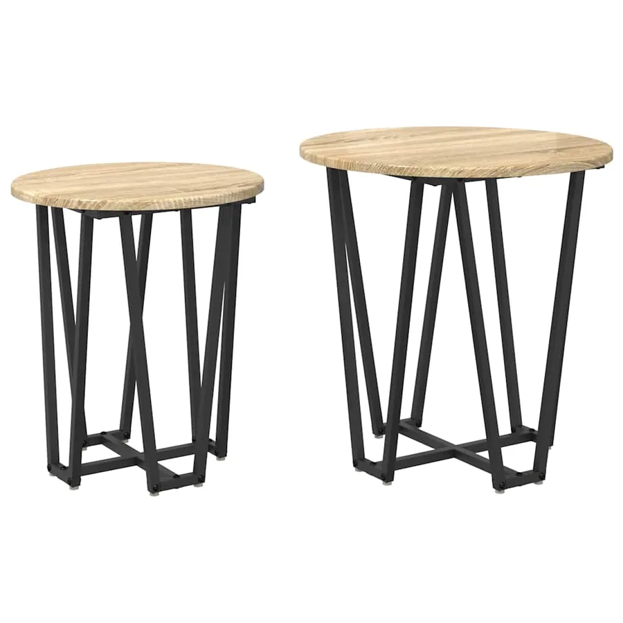 Ensemble de tables d'appoint 2 pcs Chêne Sonoma et noir - 2