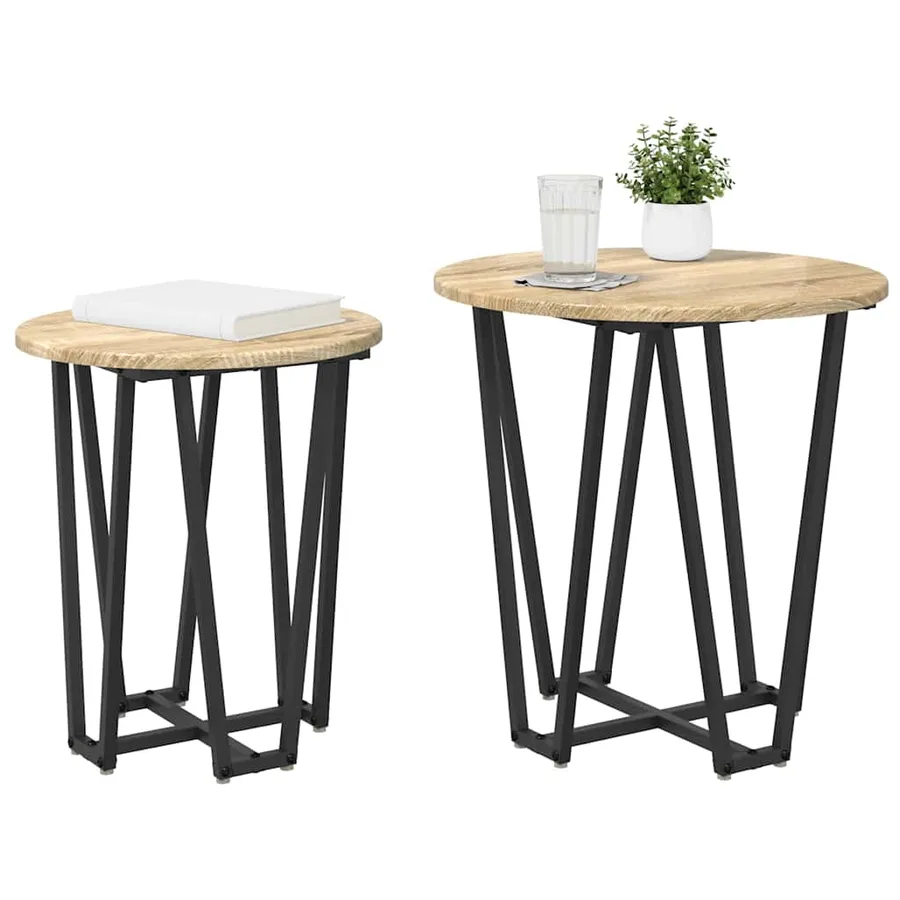 Ensemble de tables d'appoint 2 pcs Chêne Sonoma et noir - 3