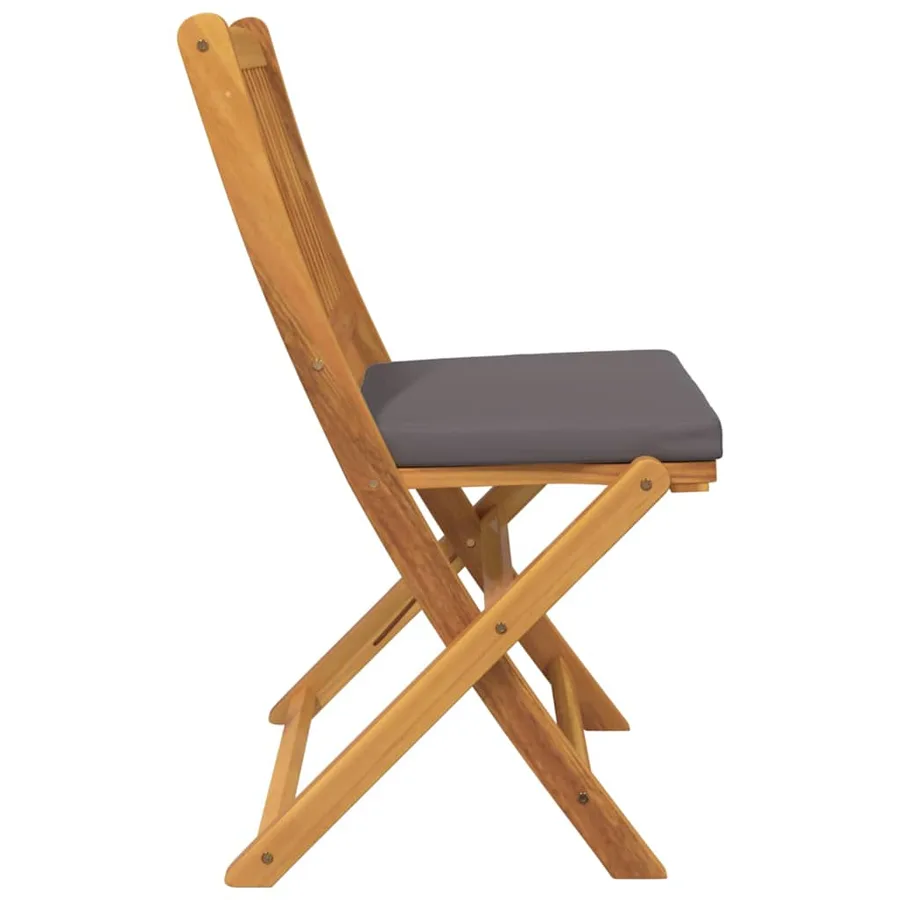 Chaise pliante 6 pcs Gris 49 x 57.5 x 92cm Bois d'acacia massif - 6