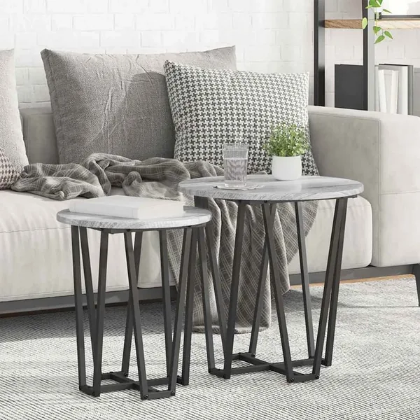 Ensemble de tables d'appoint 2 pcs Gris Sonoma et noir