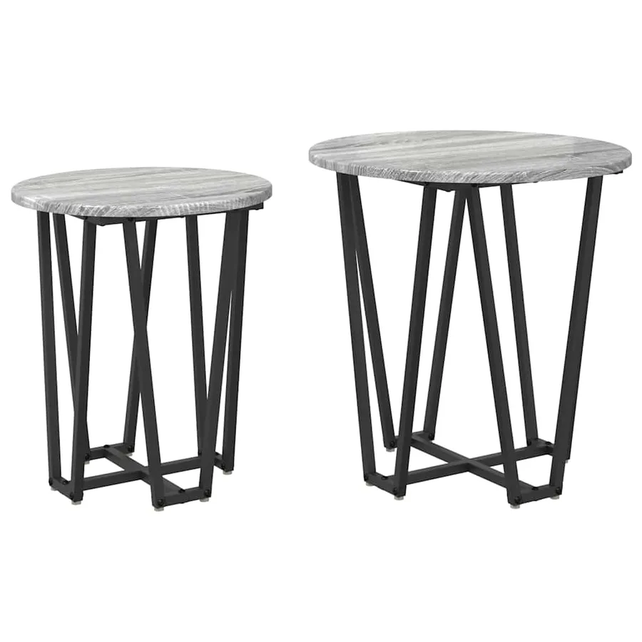 Ensemble de tables d'appoint 2 pcs Gris Sonoma et noir - 2