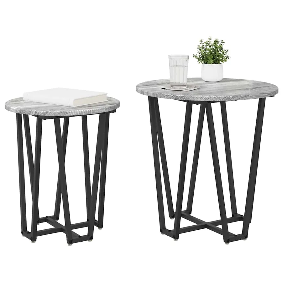 Ensemble de tables d'appoint 2 pcs Gris Sonoma et noir - 3